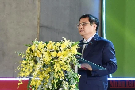 Thủ tướng Phạm Minh Chính phát biểu tại Lễ khai mạc Festival trái cây và sản phẩm OCOP Việt Nam năm 2022. (Ảnh: Trần Hải)