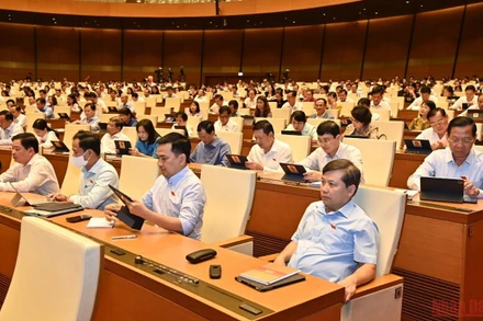 Các đại biểu Quốc hội dự phiên họp tại Hội trường Diên Hồng, chiều 25/5. (Ảnh: ĐĂNG KHOA)