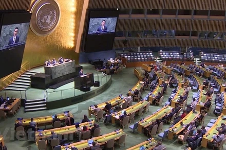 Phiên họp toàn thể của Đại hội đồng Liên hợp quốc. (Ảnh: TTXVN)