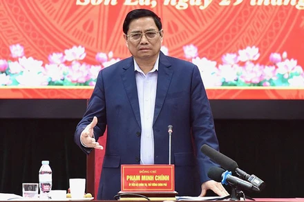 Thủ tướng Phạm Minh Chính phát biểu tại buổi làm việc. (Ảnh: TRẦN HẢI)