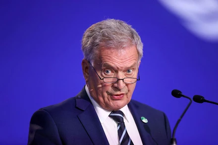 Tổng thống Phần Lan Sauli Niinisto phát biểu ý kiến tại COP26, ngày 2/11/2021. (Ảnh: Reuters)