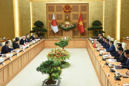 Quang cảnh buổi hội đàm. (Ảnh: TRẦN HẢI) 