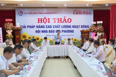 Quang cảnh hội thảo “Giải pháp nâng cao chất lượng hoạt động của Hội Nhà báo địa phương”.