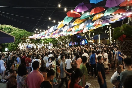 Đông đảo người dân đến với phố đi bộ Trịnh Công Sơn.