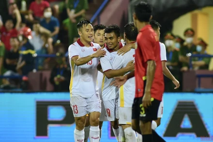 Hồ Thanh Minh ghi bàn thắng thứ hai cho U23 Việt Nam. (Ảnh: TRẦN HẢI)