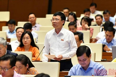 Đại biểu Nguyễn Văn Thi (Bắc Giang) phát biểu thảo luận tại hội trường sáng 31/5. (Ảnh: LINH NGUYÊN)