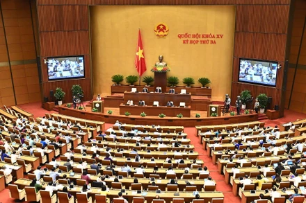 Quang cảnh buổi họp tại hội trường của Quốc hội ngày 30/5. (Ảnh: LINH KHOA)