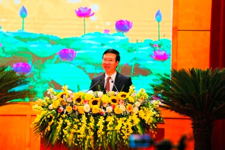 Đồng chí Võ Văn Thưởng, Ủy viên Bộ Chính trị, Bí thư T.Ư Đảng, Trưởng Ban Tuyên giáo T.Ư phát biểu kết luận tại hội nghị.