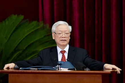 Tổng Bí thư, Chủ tịch nước Nguyễn Phú Trọng phát biểu khai mạc Hội nghị lần thứ 14 Ban Chấp hành Trung ương Đảng khóa XII. (Ảnh: ĐĂNG KHOA).