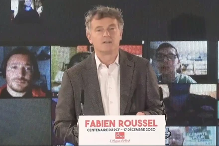 Bí thư toàn quốc Fabien Roussel phát biểu nhân dịp kỷ niệm 100 năm thành lập ĐCS Pháp. 