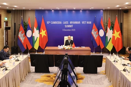 Thủ tướng Chính phủ Nguyễn Xuân Phúc tham dự HNCC Hợp tác Campuchia - Lào - Myanmar - Việt Nam (CLMV). (Ảnh: Bộ Ngoại giao Việt Nam)