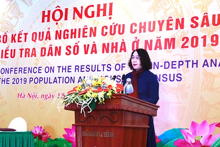 TS Nguyễn Thị Hương, Tổng cục trưởng Tổng cục Thống kê, tại hội nghị (Ảnh: UNFPA).