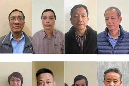 Các bị can bị khởi tố về tội "Vi phạm quy định về quản lý, sử dụng tài sản Nhà nước gây thất thoát, lãng phí. (Ảnh: Lê Tú)