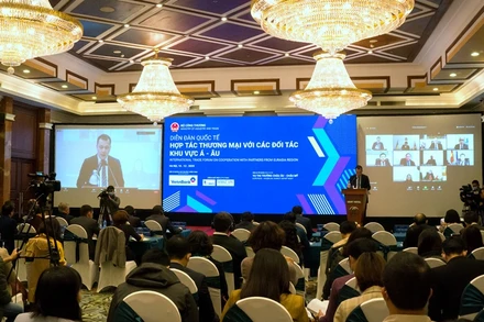 Toàn cảnh Diễn đàn hợp tác thương mại với các đối tác khu vực Á-Âu năm 2020.