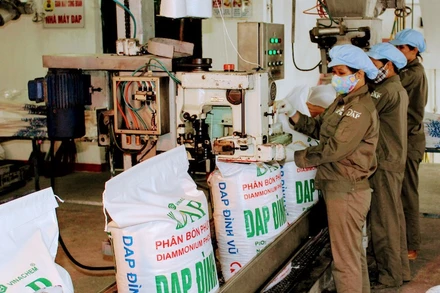 Dây chuyền đóng bao phân bón DAP của Công ty CP DAP Vinachem Hải Phòng.