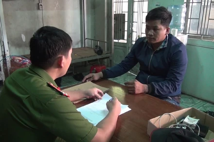 Đối tượng Thành tại cơ quan Công an.