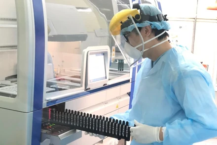 Chuyên gia y tế tiến hành xét nghiệm các mẫu nghi Covid-19.