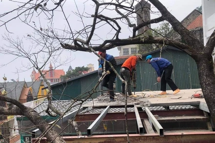 Tháo dỡ công trình xây dựng trái phép tại thị trấn Tam Đảo