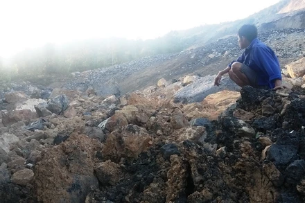 Mỏ than Minh Tiến, nơi xảy ra khai thác than trái phép. (Ảnh: Thế Bình)