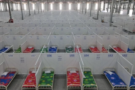 Bên trong khu điều trị bệnh nhân Covid-19 Thới Hòa.