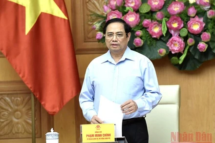 Thủ tướng Chính phủ Phạm Minh Chính phát biểu tại buổi làm việc. (Ảnh: TRẦN HẢI)