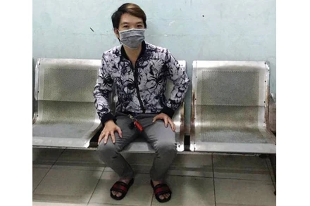 Đối tượng Hứa Hán Võ tại cơ quan Công an. 