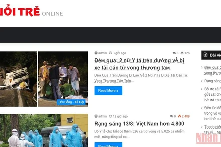 Giao diện website giả mạo báo Tuổi trẻ Online.