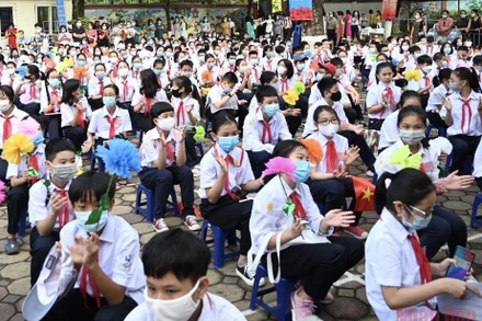 Học sinh trong ngày khai giảng năm học 2020-2021. Ảnh: DUY LINH