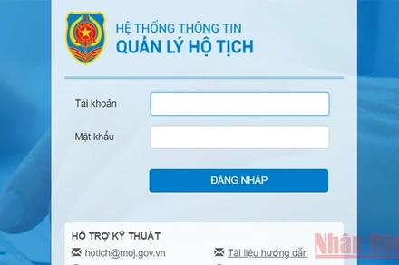 Hệ thống thông tin quản lý hộ tịch của Bộ Tư pháp.