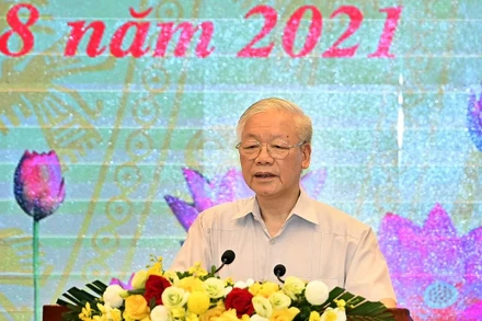 Tổng Bí thư Nguyễn Phú Trọng phát biểu chỉ đạo Hội nghị. (Ảnh: ĐĂNG KHOA)