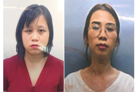 Đối tượng Đinh Thị Vân (trái) và Nguyễn Ngọc Diệp (phải).