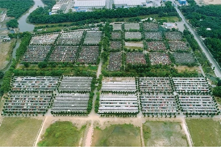 Toàn cảnh Công viên nghĩa trang Đa Phước giai đoạn 2 nhìn từ trên cao.