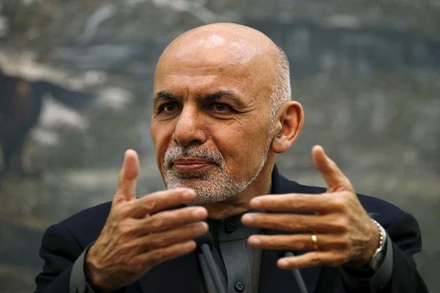 Tổng thống Ghani trong một cuộc họp báo ở Kabul, năm 2015. (Ảnh: Reuters)