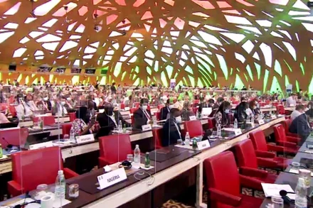 Toàn cảnh Đại hội Liên minh Bưu chính thế giới (UPU) lần thứ 27.