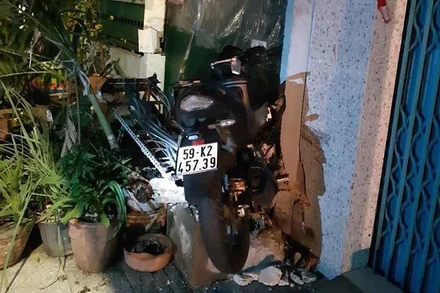 Hiện trường vụ tai nạn khiến một Thượng úy Công an hy sinh khi làm nhiệm vụ.