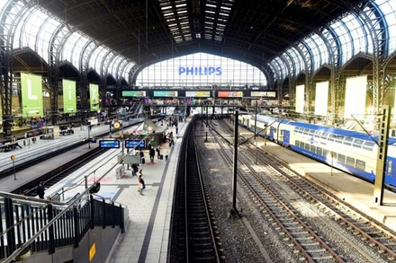 Toàn cảnh nhà ga chính trong cuộc đình công do các lái tàu GDL tiến hành tại Hamburg, ngày 11/8. (Ảnh: Reuters)