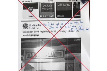 Thông tin không đúng sự thật đối tượng đăng tải trên facebook cá nhân.