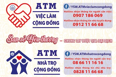 Các số điện đường dây nóng của “ATM việc làm cộng đồng” và “ATM phòng trọ cộng đồng”.