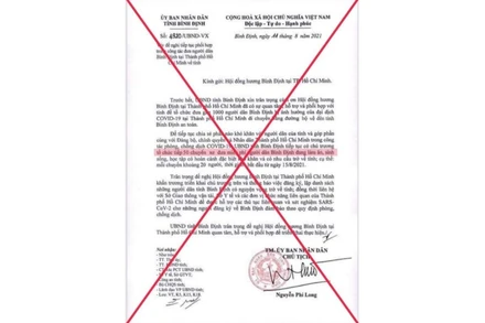 Xử lý thông tin giả mạo công văn của UBND tỉnh Bình Định.