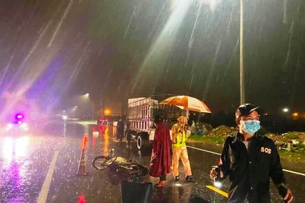 Hiện trường vụ tai nạn tại TP Quy Nhơn, tỉnh Bình Định.