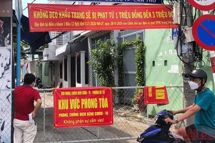 Phong tỏa hẻm 125 Hoàng Văn Thụ, phường An Cư, quận Ninh Kiều, TP Cần Thơ nơi phát hiện nhiều ca F0.