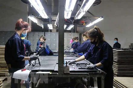 Công nhân làm việc tại Công ty TNHH Quốc tế Bright Việt Nam, huyện Thuận Thành, tỉnh Bắc Ninh. (Ảnh: TTXVN)