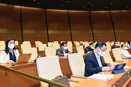 Các đại biểu Quốc hội dự phiên họp tại hội trường Diên Hồng. (Ảnh: DUY LINH)