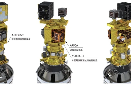 Sơ đồ bố trí các vệ tinh cubesat trên tên lửa Epsilon số 5 trong lần phóng này. (Ảnh: JAXA).