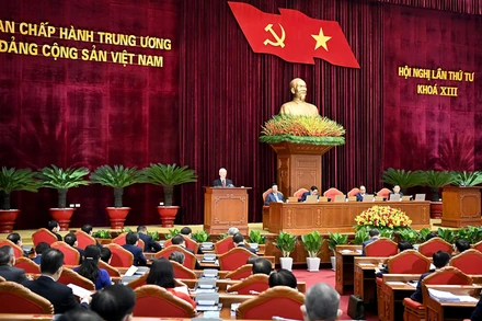 Hội nghị lần thứ tư Ban Chấp hành Trung ương Đảng khóa XIII. (Ảnh: ĐĂNG KHOA)