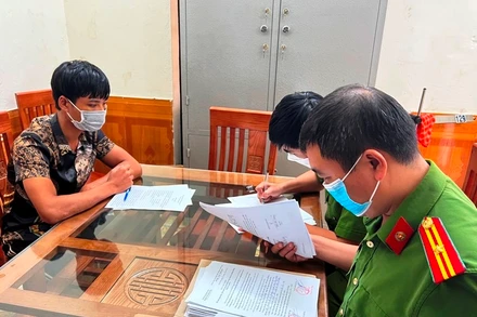 Đối tượng Bùi Văn Khánh tại cơ quan điều tra.