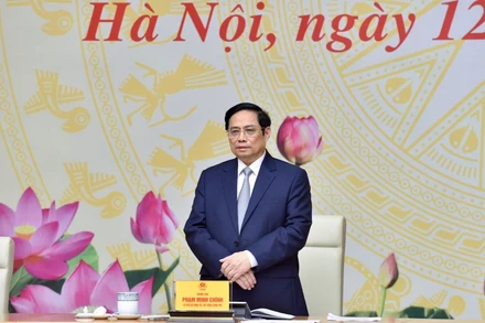 Thủ tướng Phạm Minh Chính phát biểu ý kiến tại buổi gặp mặt.