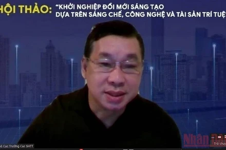 TS Trần Lê Hồng, Phó Cục trưởng Cục Sở hữu Trí tuệ trao đổi tại hội thảo.