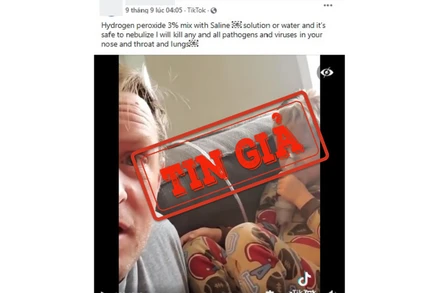 Một trong những video đưa thông tin sai sự thật về cách sử dụng hydrogen peroxide trên mạng xã hội.