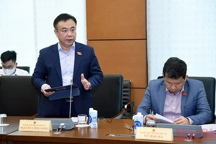 Đại biểu Quốc hội Nguyễn Công Long (Đồng Nai) phát biểu thảo luận tại tổ 9 sáng 22/10. 